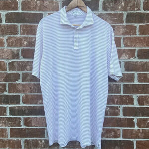 Peter Millar White and Blue Striped Polo Shirt